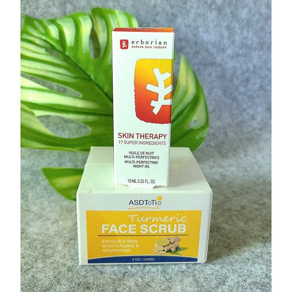 NEW** Bundle - Erborian Skin Therapy Multi-Perfecting Night Oil & Turmeric Scrub - Picture 1 of 6